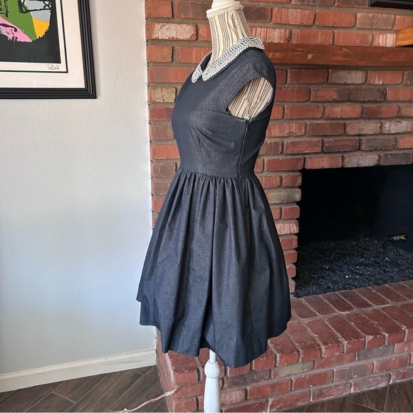 Kate Spade Kimberly Embellished Peter Pan Collared Denim Dress Sz 2 - Picture 7 of 11